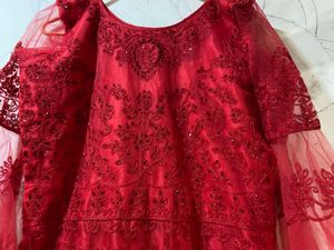 Red Embellished Ethnic Gown