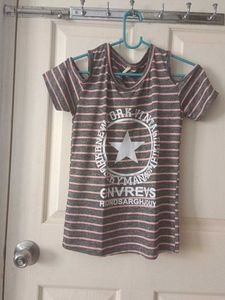 Striped Cold Shoulder Tee
