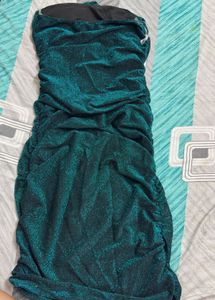 Shimmery Off shoulder bodycon dress for party wear