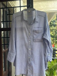 Oversized Striped Button-Down Shirt