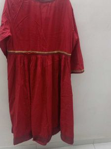 Red Embroidered Kurta