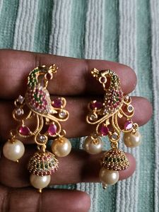 Peacock Pearl Drop Earrings