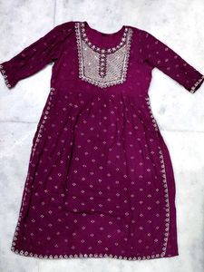 Purple Embroidered Kurta