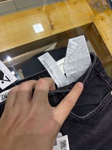 Zara Black Ripped Straight Cut Denim