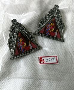 Rajasthani Hand Printed Triangle Earrings
