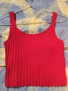 Red Ribbed Tank Top