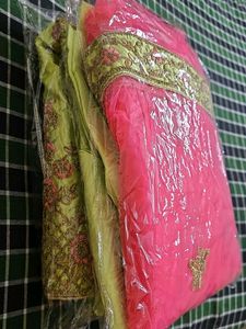 Green &amp; Pink Embroidered Lehenga , ready to wear