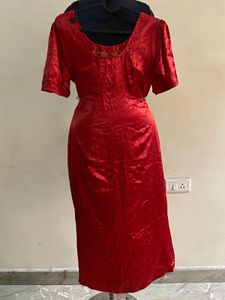 Pakistani Style Red-Orange Embellished Kurti