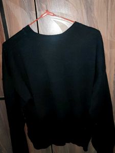 Fringe Detail Black Sweater