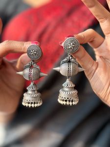 Boho Chic Silver Jhumka