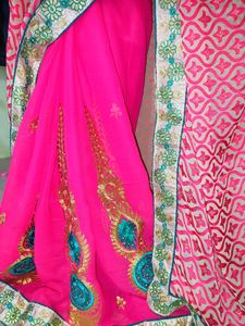 70% Off Today - Pink Saree with Stunning Design