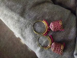 Pink Jhumka Earrings