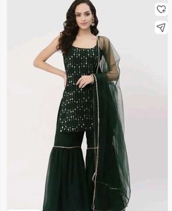 Green Sequin Kurta Set