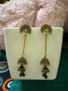Peacock oxidised, Jhumka