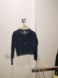 Denim Jacket with Pearl Details