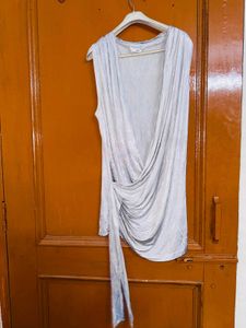 Elegant Silver Draped Top