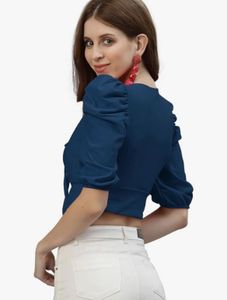 Stylish Blue Puff Sleeve Top