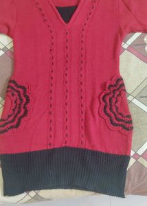 maroon Knitted  bodycon dress