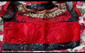 Red And Black Mix Saree