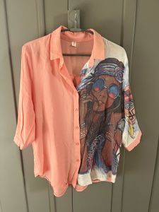 Unique Graphic Print Button-Down Shirt