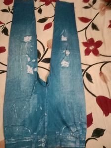 Printed Denim Jeggings