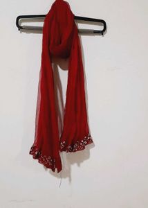 Red Embellished Dupatta