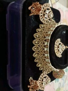 Kundan Stone Necklace Set With Free Ring