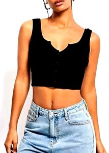 SSS BLACK CUT CROPPED TOP