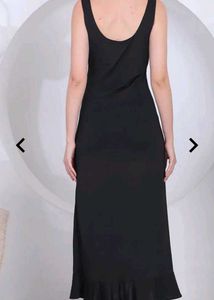 Chic Black Ruffle Slit Dress