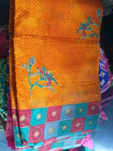 Orange Printed Sari