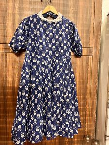 Blue & White Floral Print Dress