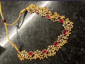 Combo Jewellery Gold Plated Green, Pink , diamond