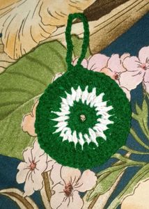 Handmade Crochet Ornament ( green evil eye )