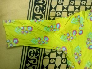 Yellow Floral Print Kurti xxl