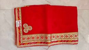 Red Embellished  Saree