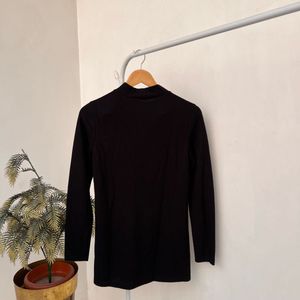 Black High Neck Long Sleeve Top