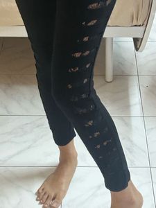 Black Lace Detail Leggings