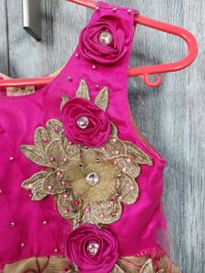Pink Embroidered Party Frock