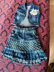 Denim Skirt & Vest Set