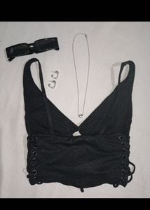 Y2k Black Corset Top XS