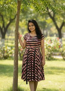 Striped Fit & Flare Dress