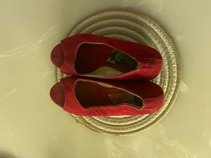 RED MULTICOLOURED HEELS