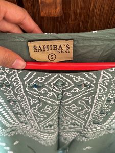 Olive Green Kurta With Mirror Work
