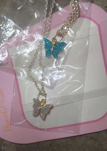 2 Butterfly Necklace And Earrings Combo🌸🎀