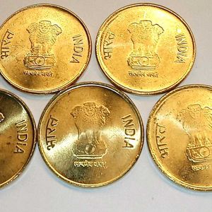 5 Rupee Raindrop Gem UNC Coins for Collection