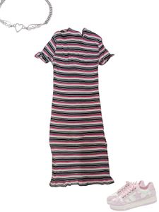 Striped Bodycon Midi Dress