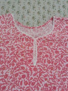 Pink Floral Print Tunic Top