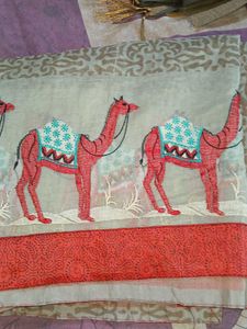 Camel Embroidered Scarf