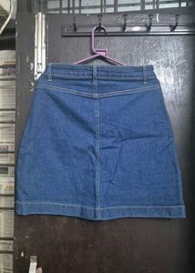 Denim Button-Front Mini Skirt