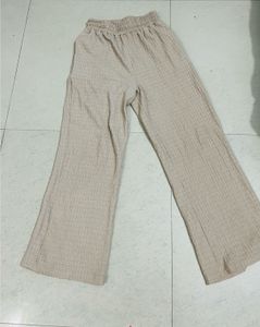 Beige Wide Leg Pants